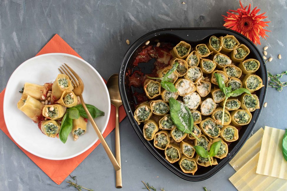 Vegetarische cannelloni met ricotta en spinazie