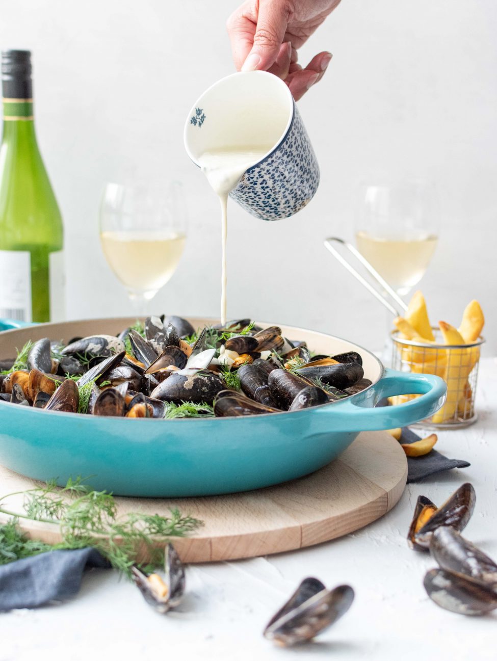 Mosselen met roquefort en venkel